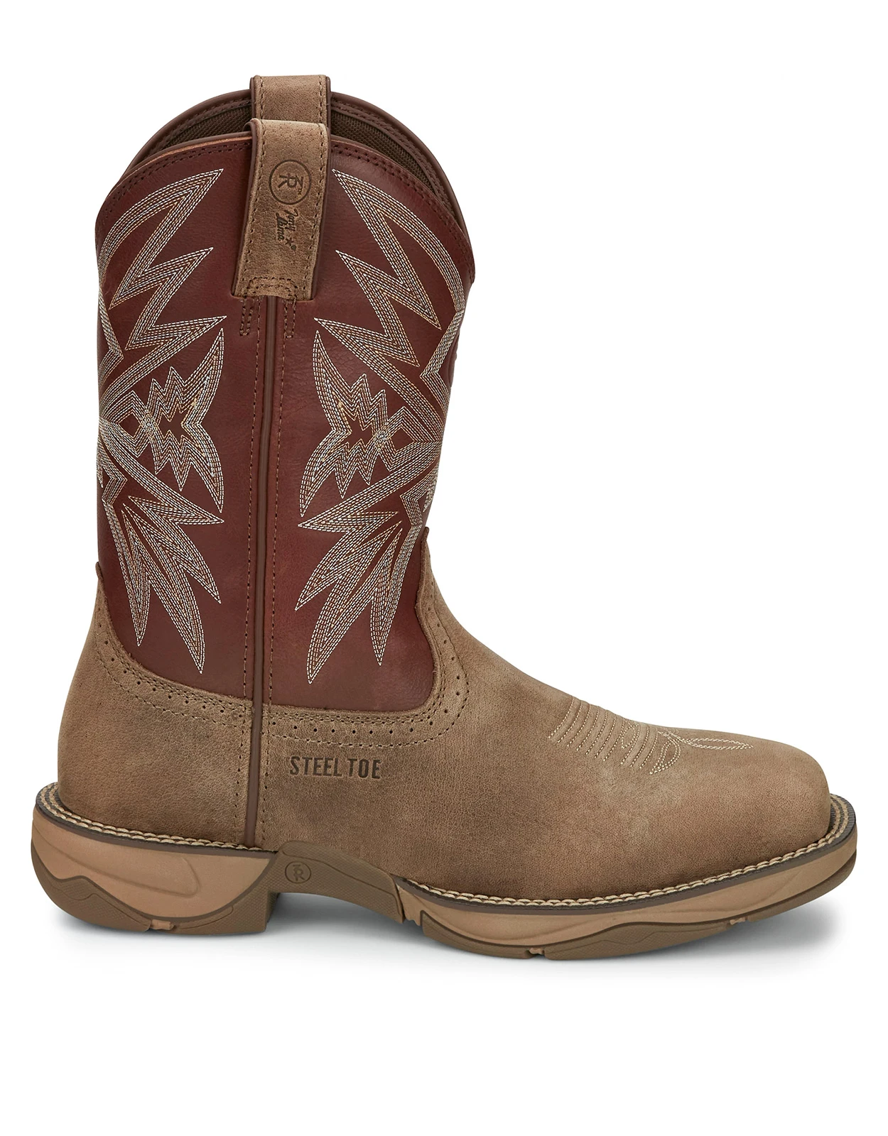Tony Lama Men's Bartlett 11" Square Steel Toe EH Work Boots - Light Brown/Red (Closeout)