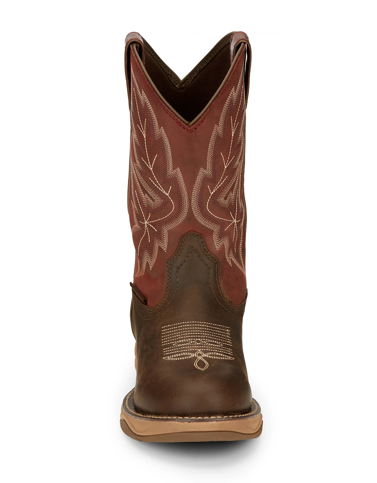 Tony Lama Men's Mankato 11" Round Toe Waterproof EH Work Boots - Brown/Vintage Burgundy (Closeout)