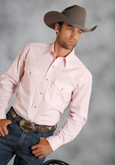 Roper - Mens Long Sleeve Shirt Solid Poplin Western Snap