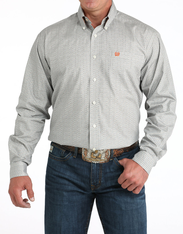 Cinch Boys' Long Sleeve Print Button Down Shirt - Charcoal