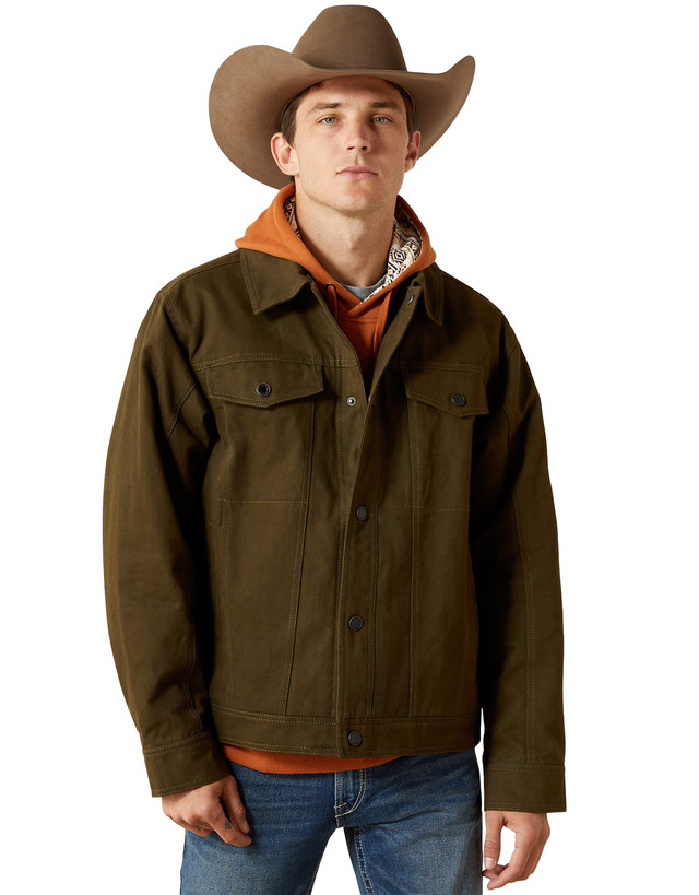 Justin Men's Jackson Quilt Lined Solid Snap Shirt Jacket - Stone