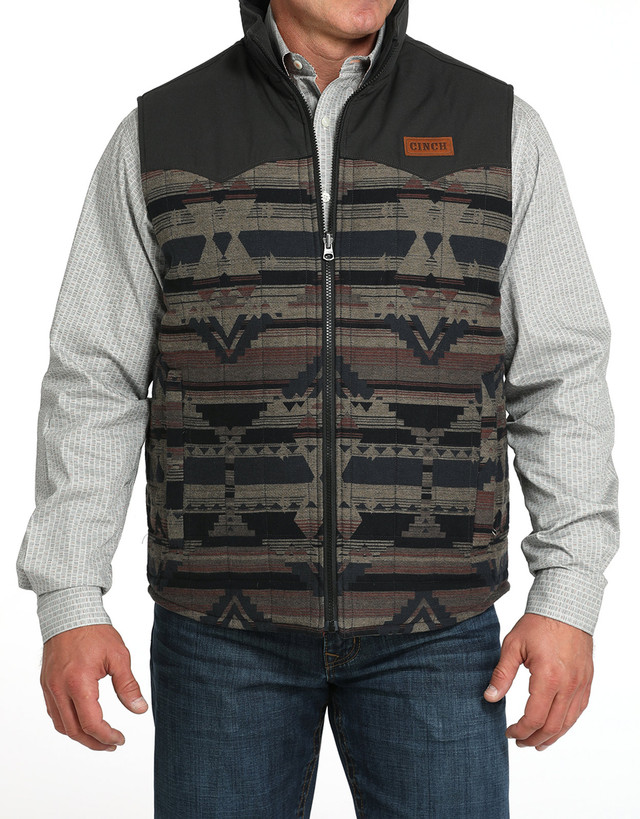 CINCH 【Oblada】Sleeveless Military Jacket Cinch Men's Bonded Concealed Carry Solid Zip Logo Jacket - Black