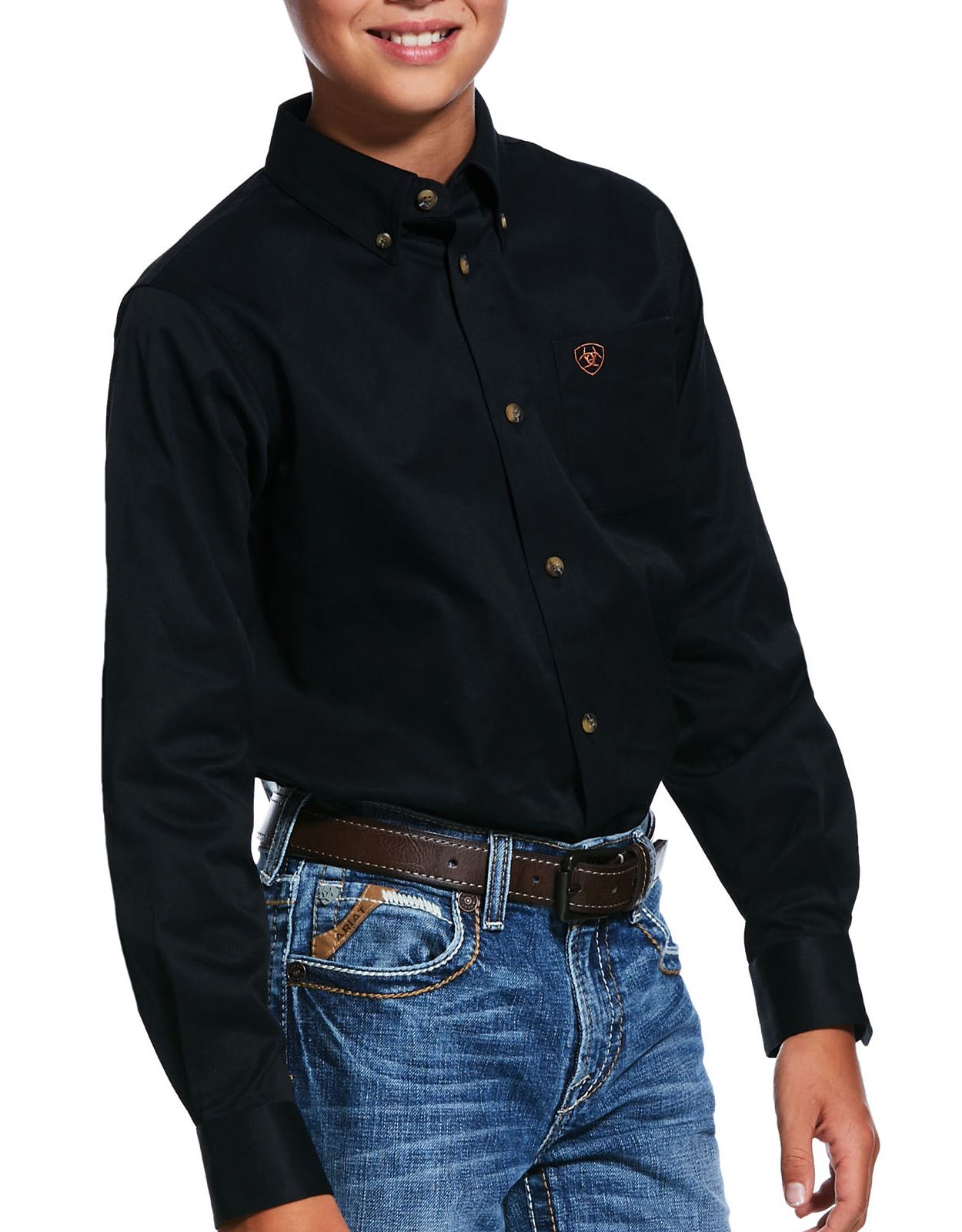 Ariat Solid Twill Classic Fit Shirt Mens Long Sleeve Western Button-Down 