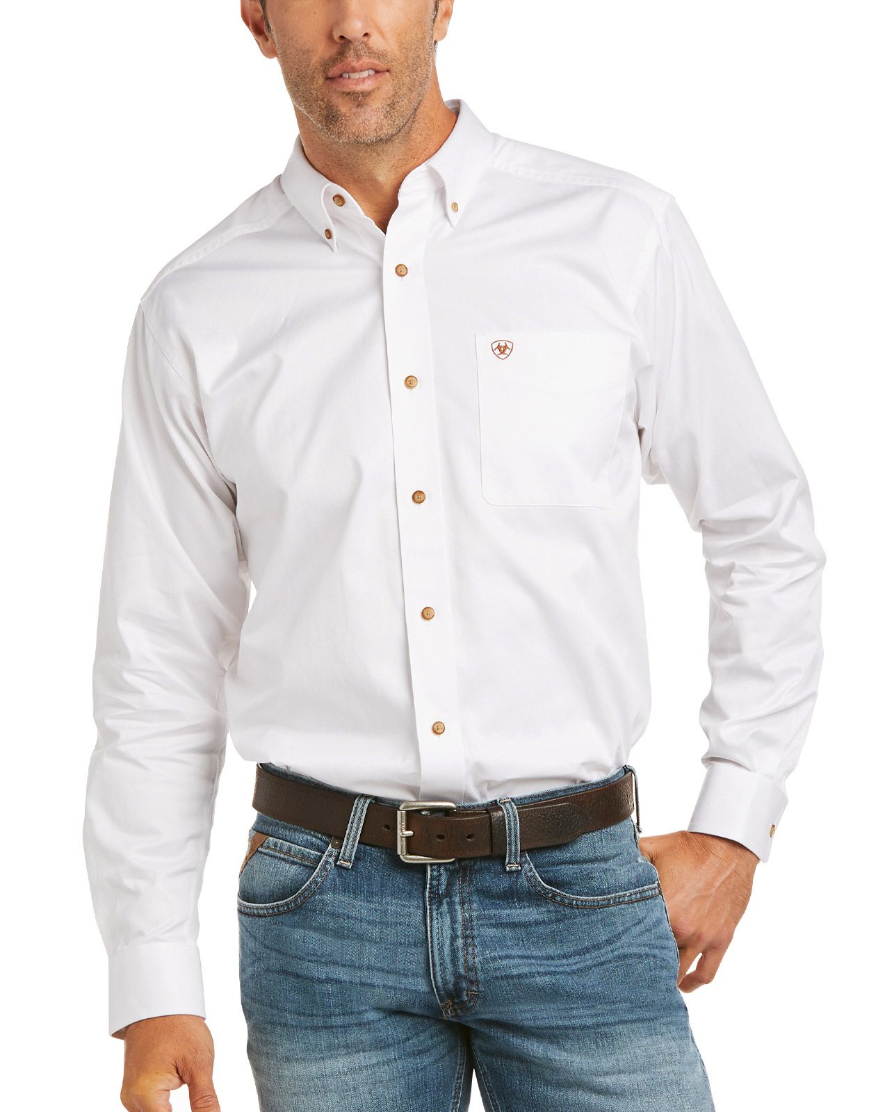 Ariat Men's Solid Twill Classic Fit White Shirt – CWesternwear
