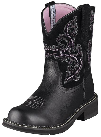 Ariat Women's Fatbaby Cowboy Boots - Black Deertan