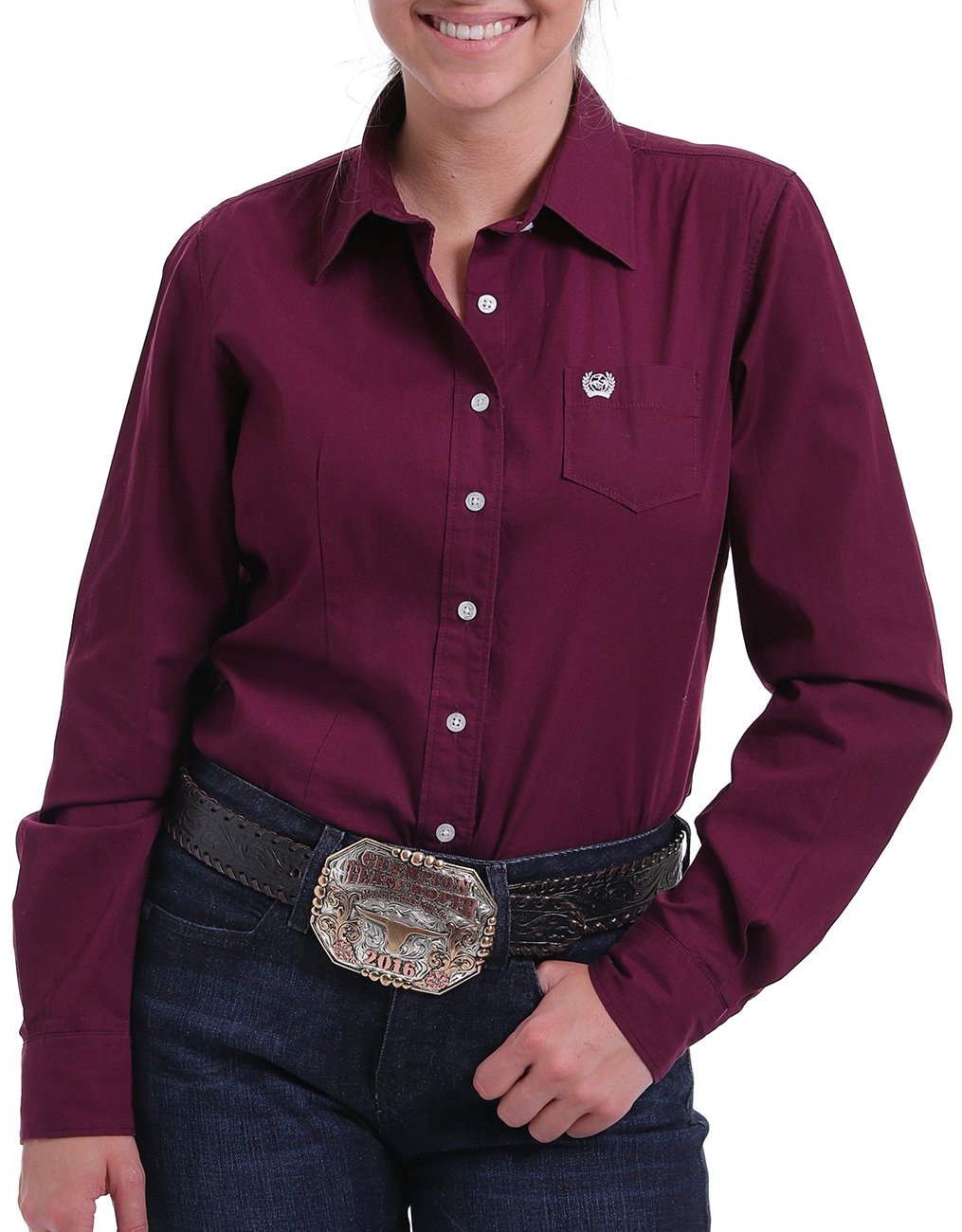 Cinch Ladies (MSW9164032) Long Sleeve Button-Up Shirt - Red