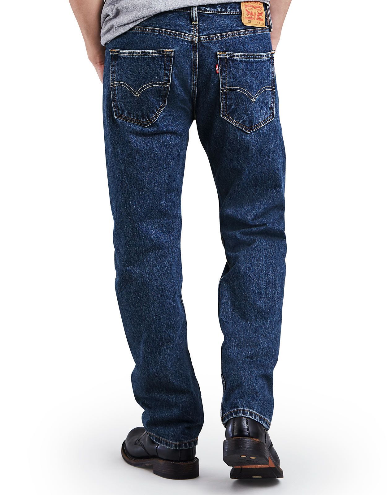 Perseus Traditionel Derbeville test Levi's Men's 505 Regular Mid Rise Regular Fit Straight Leg Jeans - Dark  Stonewash
