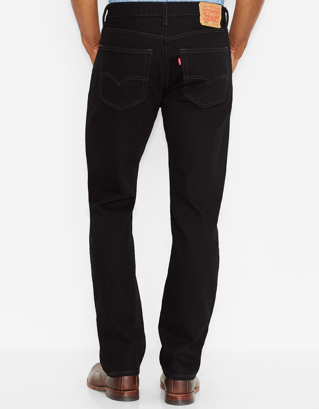Levi's Men's 505 Regular Mid Rise Regular Fit Straight Leg Jeans - Black