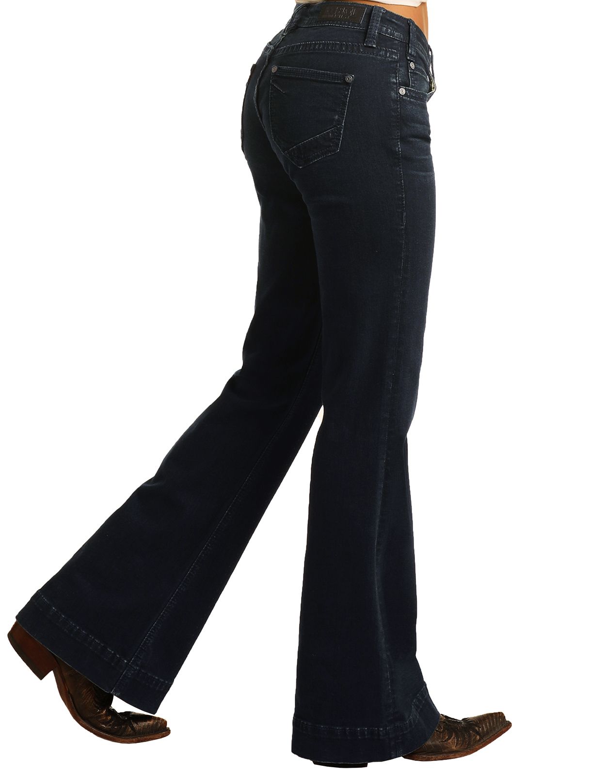 Women's High Rise Extra Stretch Bell Bottom Jeans - Black