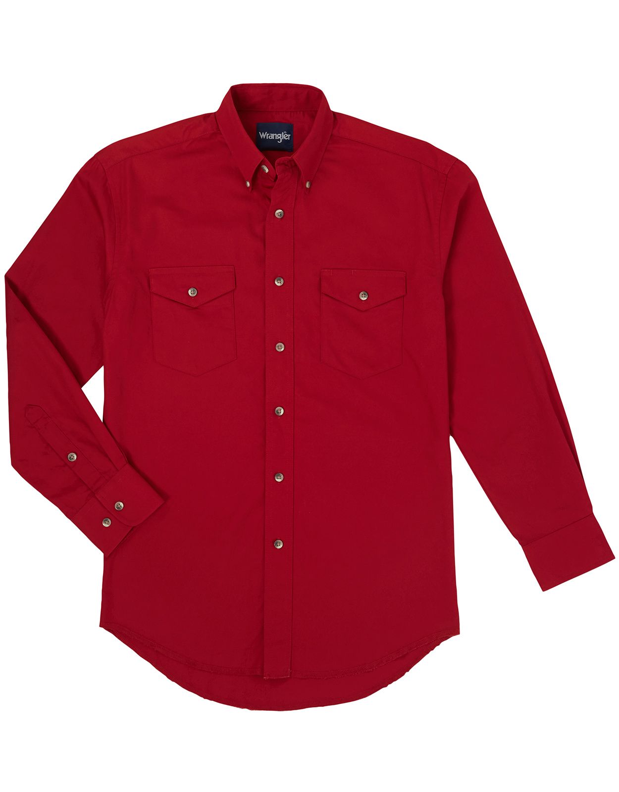 Wrangler Men's Painted Desert Long Sleeve Solid Button Down Shirt - Red