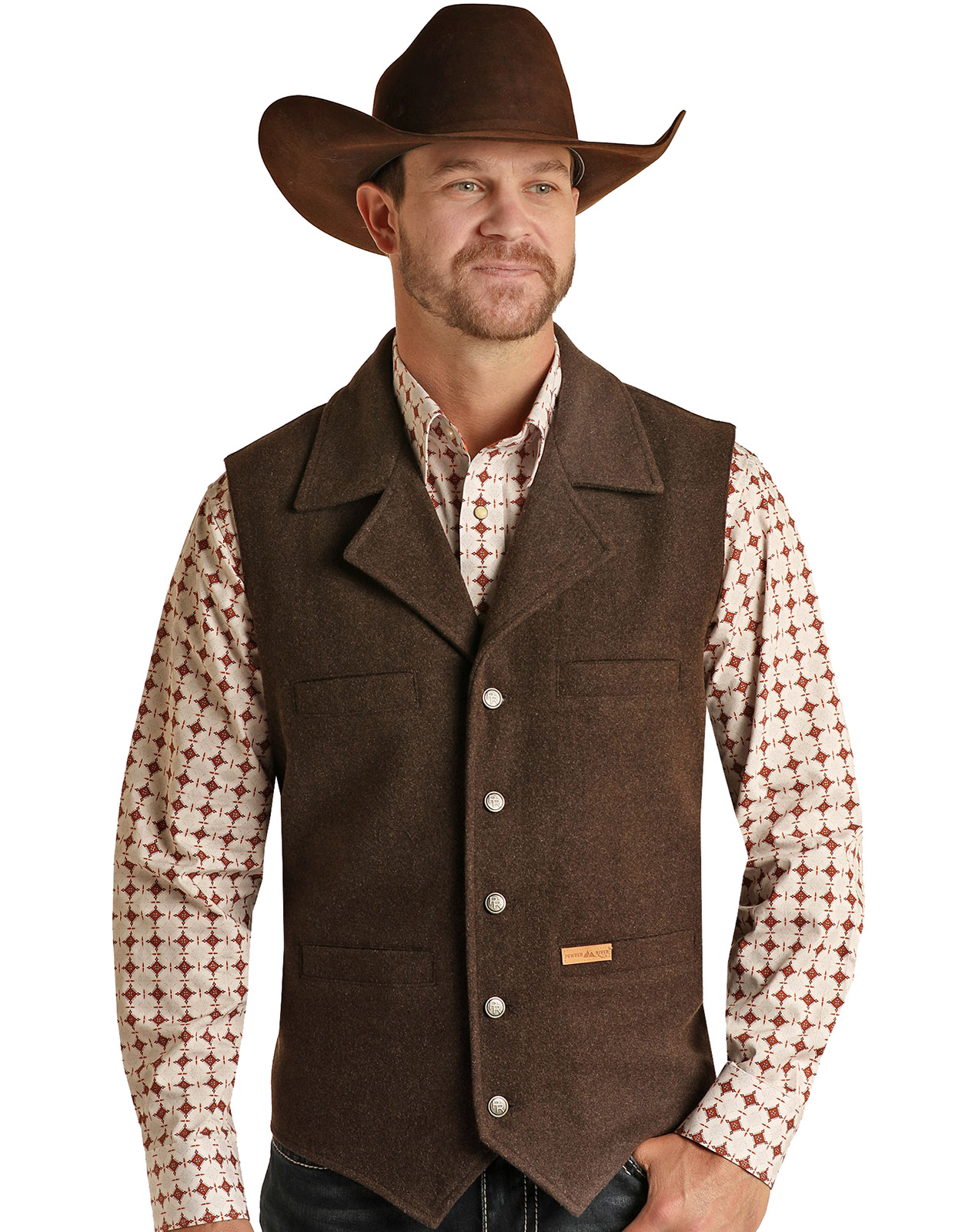 Powder River Men's Montana Heather Button Down Wool Vest