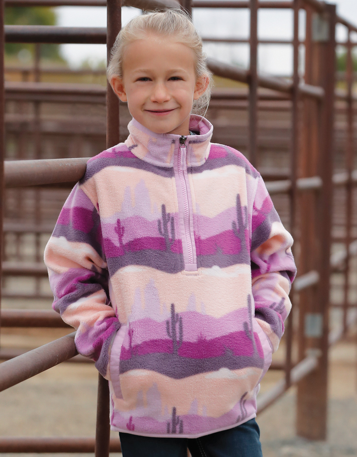 Cruel Girls' Polar Fleece 1/2 Zip Print Pullover - Lilac Purple