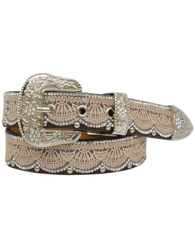 3D Womens Lace Inlay Distressed Western Belt