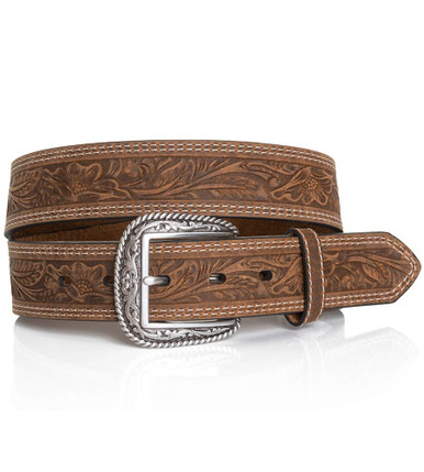 Ariat Men's Brown Tooled Cross Belt