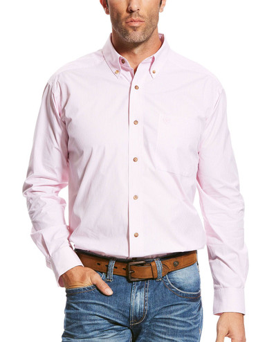 Ariat Men's Pro Series Long Sleeve Stripe Button Down Shirt - Prism Pink