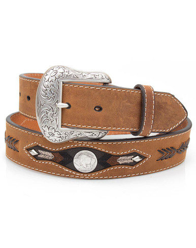 Nocona Men's Western Buffalo Concho Belt - Brown