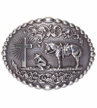 Nocona Rectangle Praying Cowboy Belt Buckle 3759059