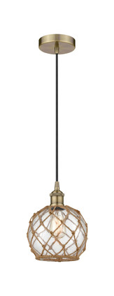 manufacturer_finish:Antique Brass|manufacturer_glass:Clear Farmhouse Glass with Brown Rope|light_output:220.00lm|color_temperature:2200K|cri:99