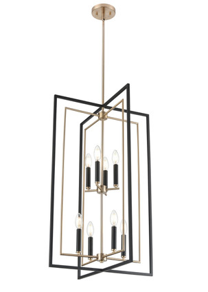 Millennium - 91708-MB/MG - Eight Light Pendant - Noelle - Matte Black/Modern Gold