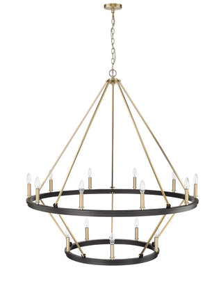 Millennium - 95015-MB/MG - 15 Light Chandelier - Carruth - Matte Black/Modern Gold