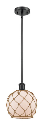 manufacturer_finish:Matte Black|manufacturer_glass:White Glass with Brown Rope|light_output:220.00lm|color_temperature:2200K|cri:99