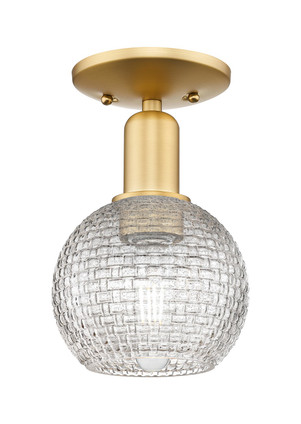 Innovations - 716-1C-SG-G122C-6CL - One Light Semi-Flush Mount - Arcadia - Satin Gold