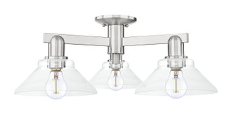 Innovations - 716-3F-SN-G132 - Three Light Semi-Flush Mount - Arcadia - Brushed Satin Nickel