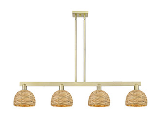 Innovations - 716-4I-AB-RBD-8-NAT - Four Light Island Pendant - Arcadia - Antique Brass