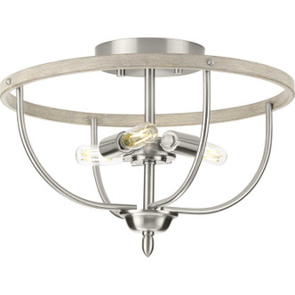 Progress Lighting - P350211-009 - Three Light Semi-Flush Mount - Vinings - Brushed Nickel