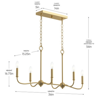 Ilia Six Light Linear Chandelier (P400466-191)