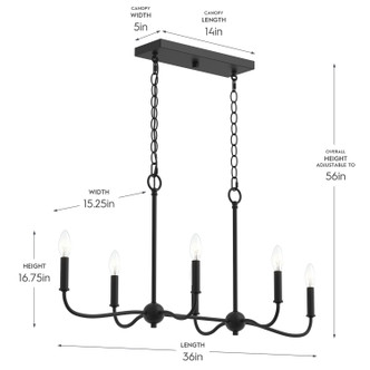 Ilia Six Light Linear Chandelier (P400466-31M)
