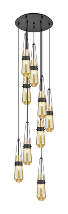 Innovations - 119-452-1P-BK-G452-4ME - Nine Light Pendant - Downtown Urban - Matte Black
