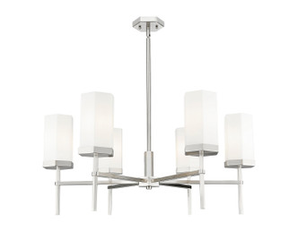 Innovations - 463-6CR-SN-G463-8WH - Six Light Chandelier - Downtown Urban - Satin Nickel