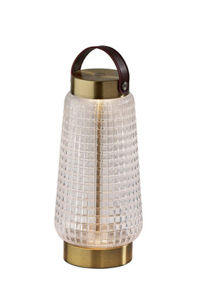 Adesso Home - 3339-21 - LED Table Lamp - Samara - Clear Texture Glass Antique Brass Brown Leather