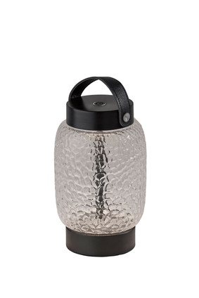 Adesso Home - 3343-01 - LED Table Lamp - Cassius - Clear Texture Glass Black Finsh Black Leather