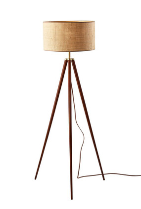 Adesso Home - 3769-15 - Floor Lamp - Jackson - Walnut Wood W. Antique Brass