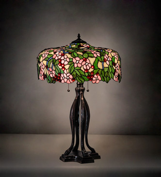 Tiffany Cherry Blossom Three Light Table Lamp (126749)