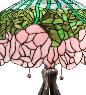 Tiffany Cabbage Rose Three Light Table Lamp (126904)