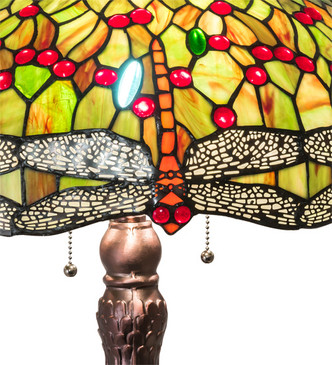 Tiffany Hanginghead Dragonfly Three Light Table Lamp (129745)
