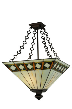 Meyda Tiffany - 130792 - Two Light Semi-Flushmount - Diamond Band Mission - Mahogany Bronze