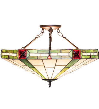 Meyda Tiffany - 261298 - Three Light Semi-Flushmount - Wilkenson - Mahogany Bronze
