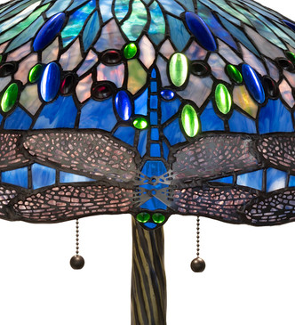 Tiffany Hanginghead Dragonfly Three Light Table Lamp (263097)