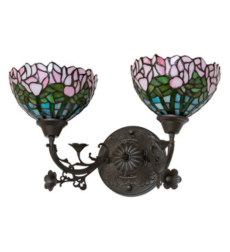 Tiffany Cabbage Rose Two Light Wall Sconce (263351)