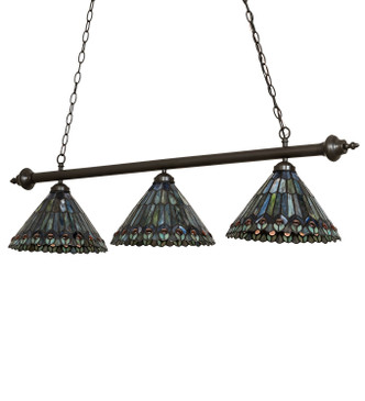 Tiffany Jeweled Peacock Three Light Island Pendant (263642)