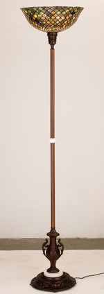 Meyda Tiffany - 26626 - One Light Torchiere - Fishscale - Mahogany Bronze