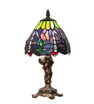 Meyda Tiffany - 282758 - One Light Accent Lamp - Tiffany Hanginghead Dragonfly - Antique Brass