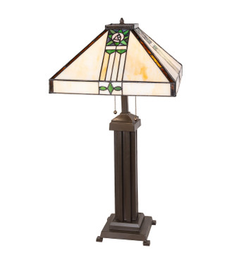 Meyda Tiffany - 286706 - Two Light Table Lamp - Pasadena Rose - Mahogany Bronze