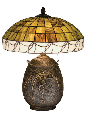 Meyda Tiffany - 82614 - Two Light Table Lamp - Pine Needle - Antique Copper