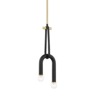Mitzi - H382702-AGB/BK - Two Light Pendant - Whit - Aged Brass