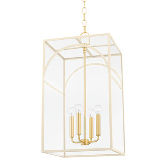 Mitzi - H642704L-AGB/TCR - Four Light Pendant - Addison - Aged Brass/Textured Cream